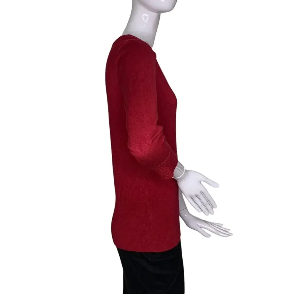 Maurices Fine Knit Top Red 3/4 Sleeve Size S